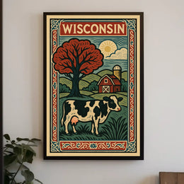 Wisconsin Countryside Vintage Rustic Cozy Poster