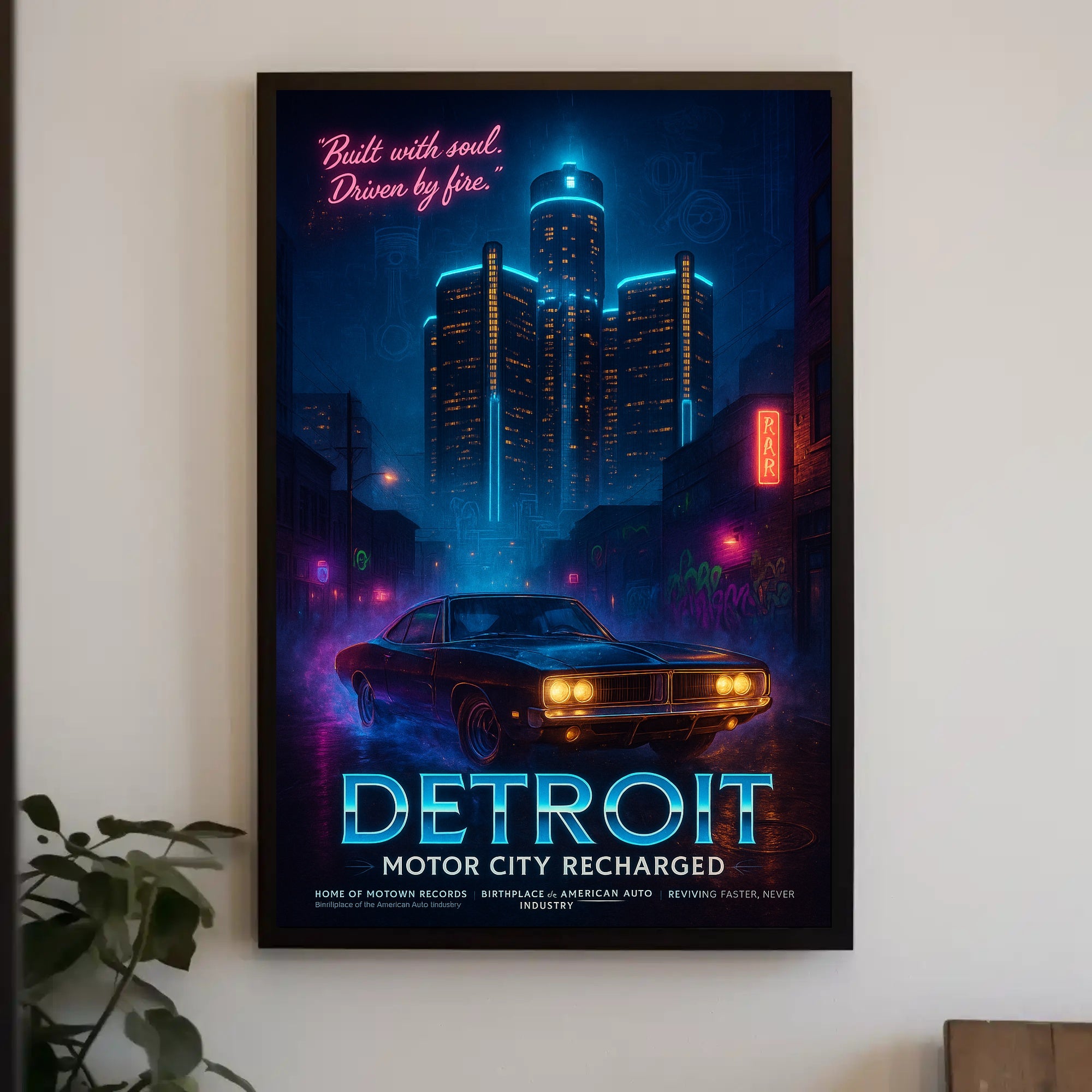 Detroit Motor City Recharged Wall Art Print PosterGoat
