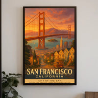 San Francisco Vintage Wall Art Poster Bay Scenery