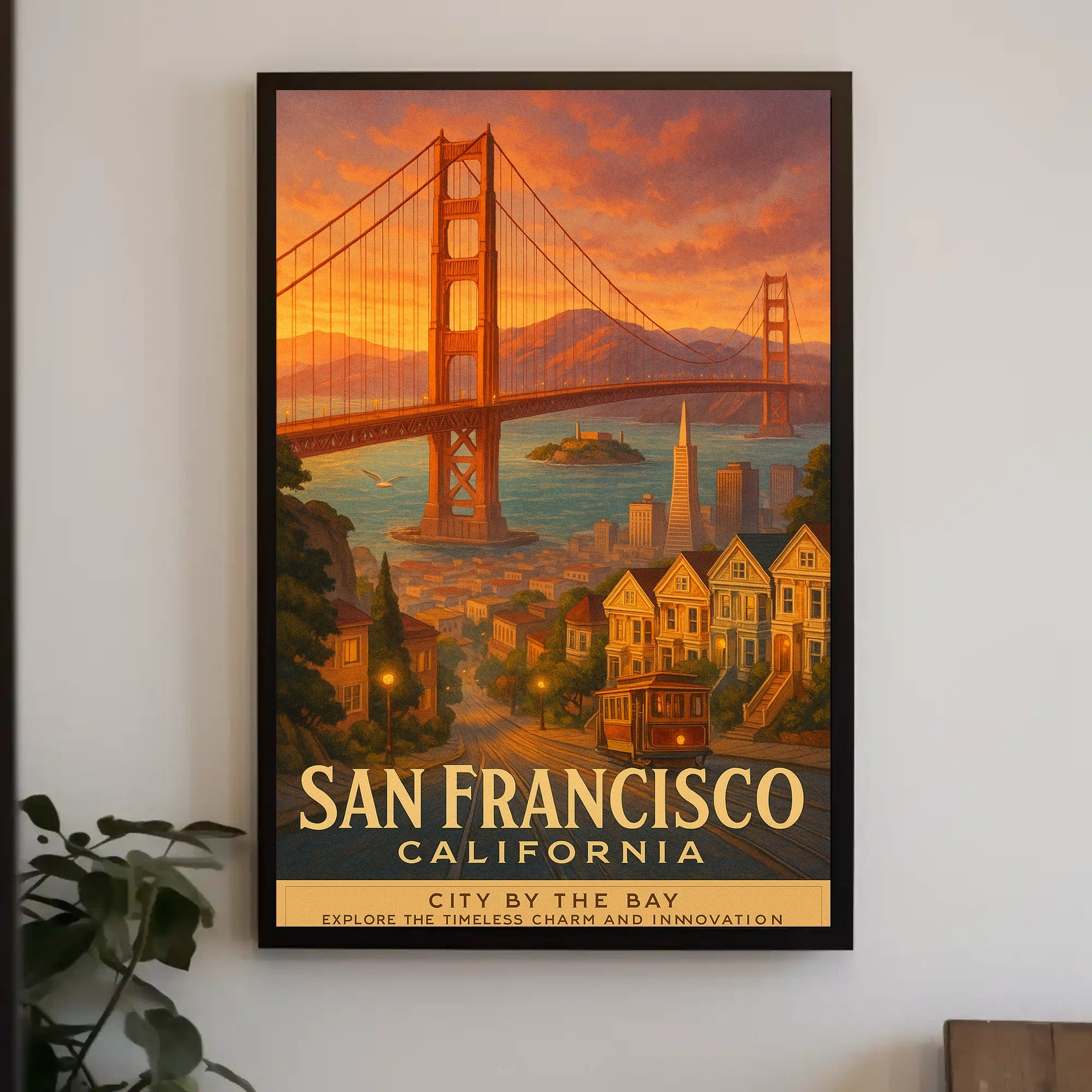 San Francisco Vintage Wall Art Poster Bay Scenery