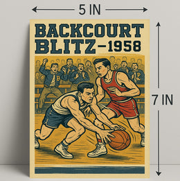 Backcourt Blitz 1958 Vintage Sports Poster