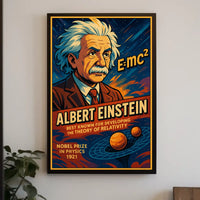 Albert Einstein Vintage Nobel Prize 1921 Portrait Relativity Science Wall Art Decor Poster