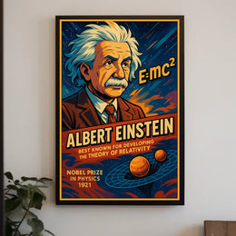 Albert Einstein Vintage Nobel Prize 1921 Portrait Relativity Science Wall Art Decor Poster
