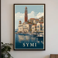 Symi Harbor Illustration Poster