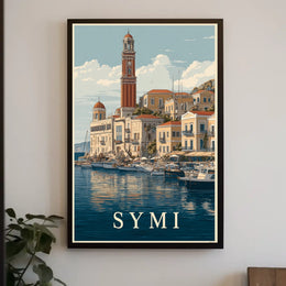 Symi Harbor Illustration Poster
