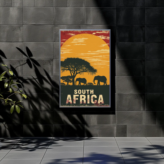 South Africa Sunset Vintage Poster