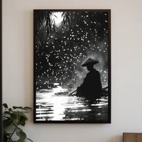 Serene Moonlit Water Journey: Artistic Poster PosterGoat