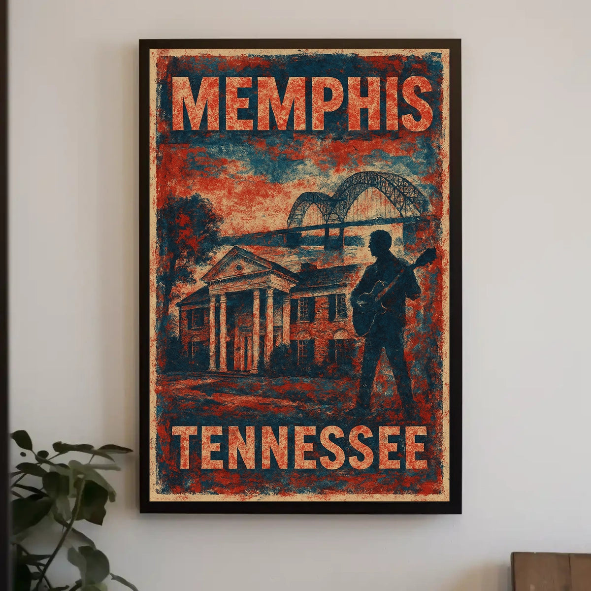 Memphis Cityscape Vintage Travel Poster