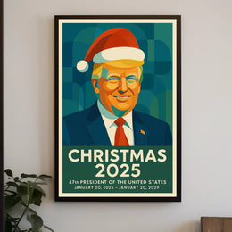 Santa Hat Political Poster Savors Christmas 2025 for Holidays