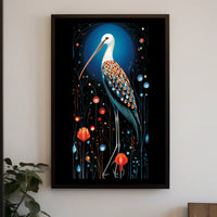 Artistic Bird with Vibrant Feathers Abstract or Artistic Poster