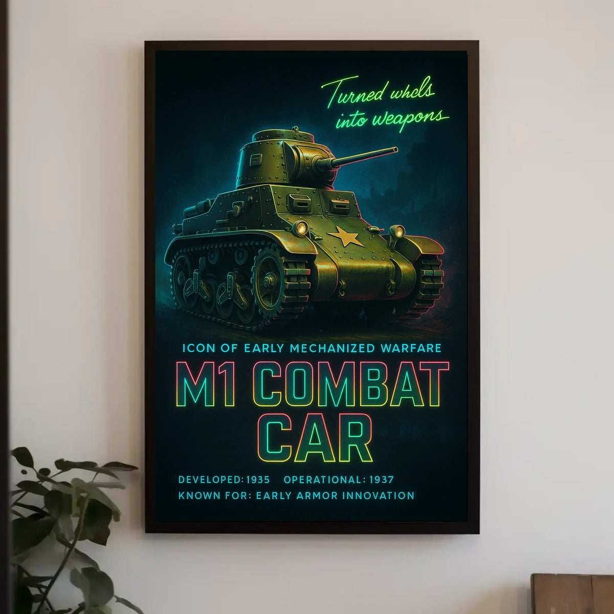 M1 Combat Car Icon Of Early Mechanized Poster