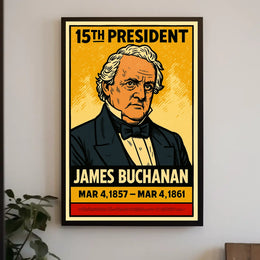 James Buchanan 15th President of the United States Inked Comic Style Poster