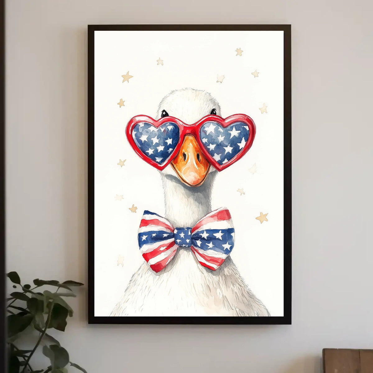 Goose With Oversized Sunglasses In American Flag Poster