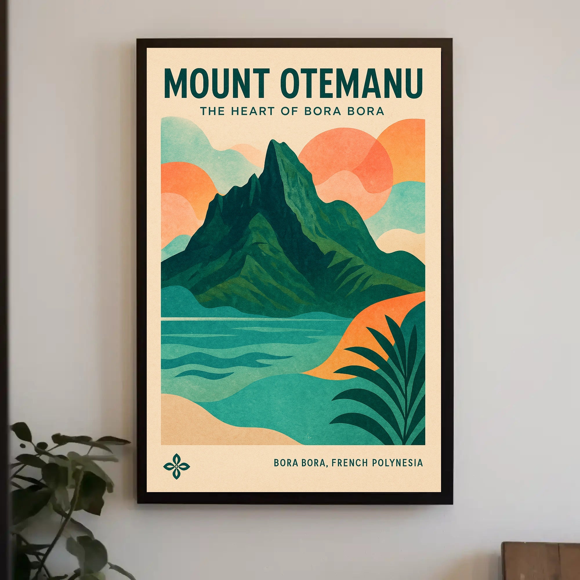Mount Otemanu Vintage Travel Illustration Poster PosterGoat