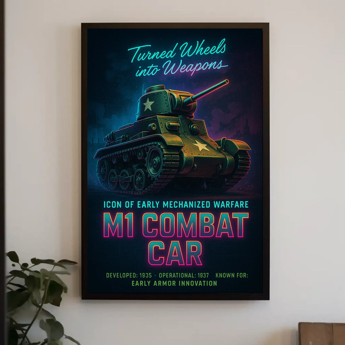 M1 Combat Car Icon Of Early Mechanized Poster