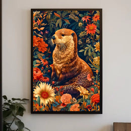 Enchanted Otter In A Floral Wonderland William Morris Art Poster
