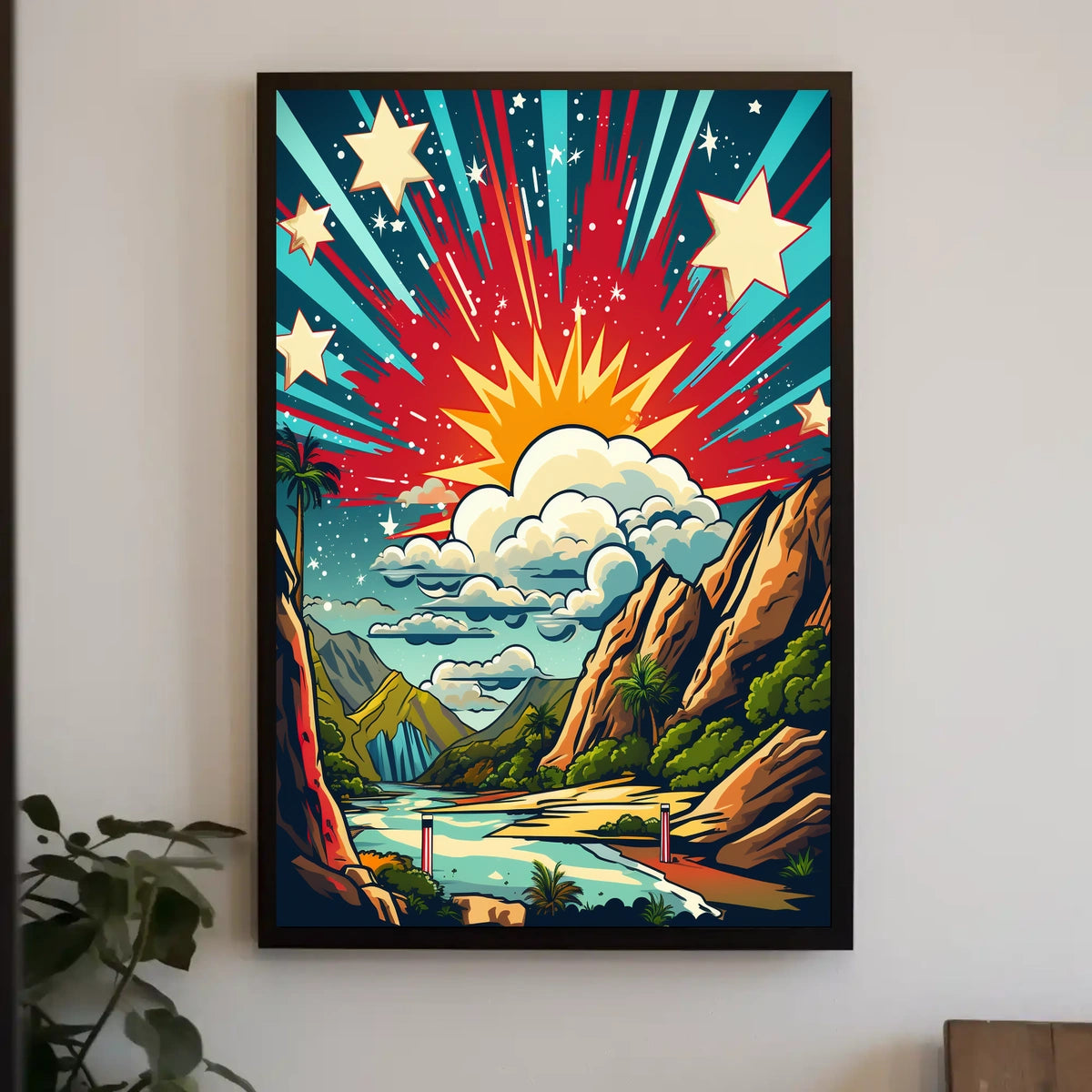 Idyllic Sunrise Vibrance: Artistic and Abstract Landscape Poster