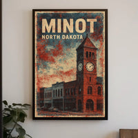 Minot North Dakota Scenic Vintage Travel Wanderlust Poster