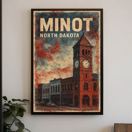 Minot North Dakota Scenic Vintage Travel Wanderlust Poster