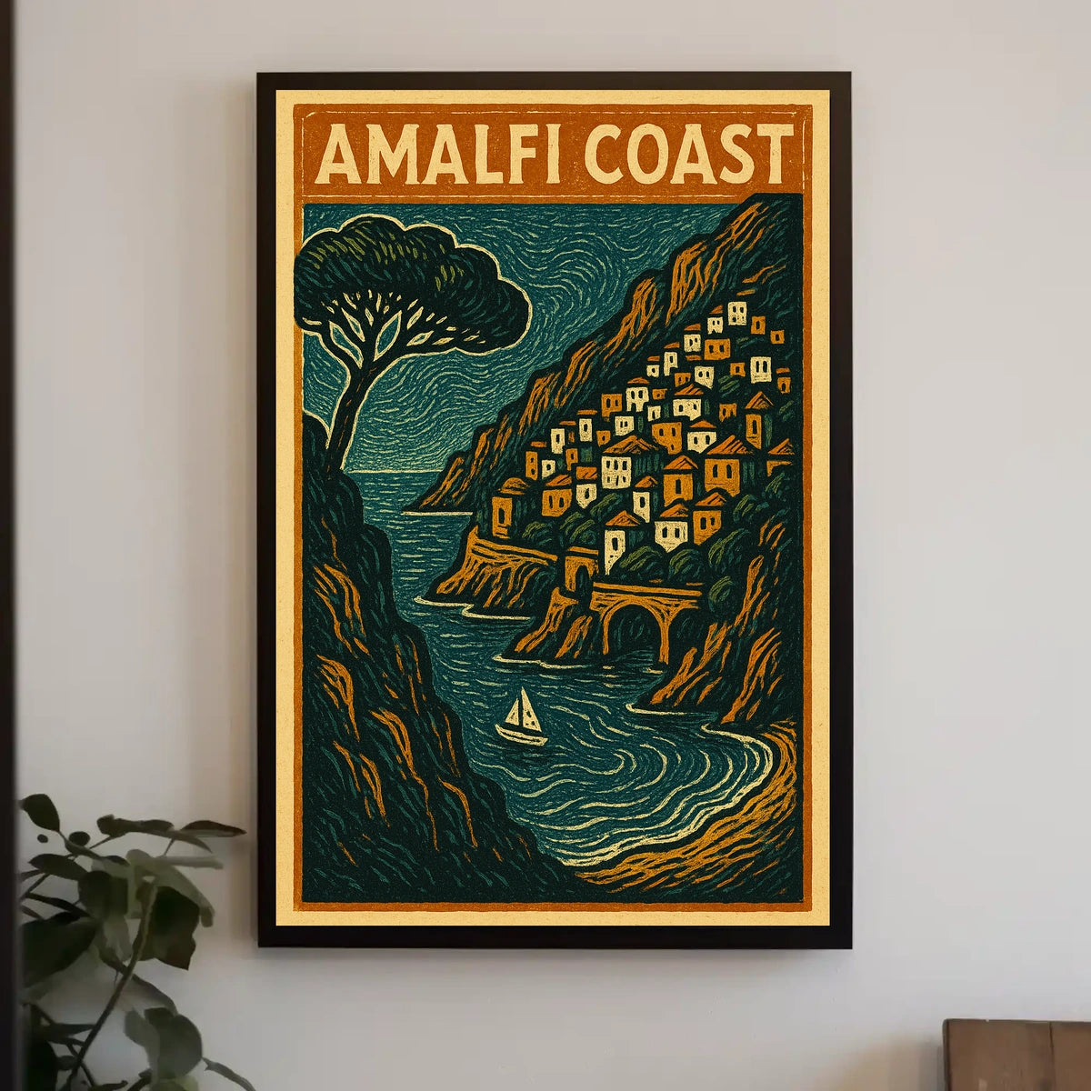 Amalfi Coast Travel Poster Wall Art Coastal Decor 18x24