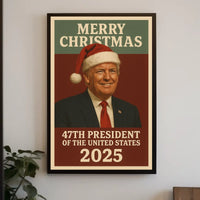 Festive Presidential Christmas Poster Featuring Santa Hat Portrait