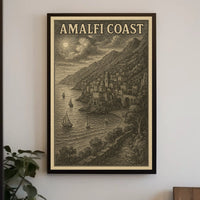 Amalfi Coast Vintage Illustration Poster
