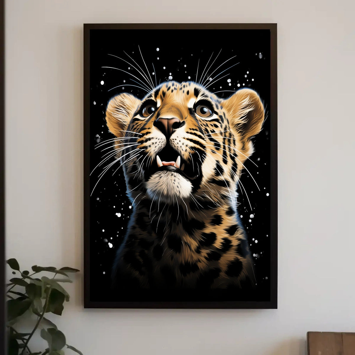 Leopard's Cosmic Wonder: Photorealistic Wildlife Art Poster