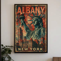 Albany Cityscape Vintage Style Wanderlust Poster