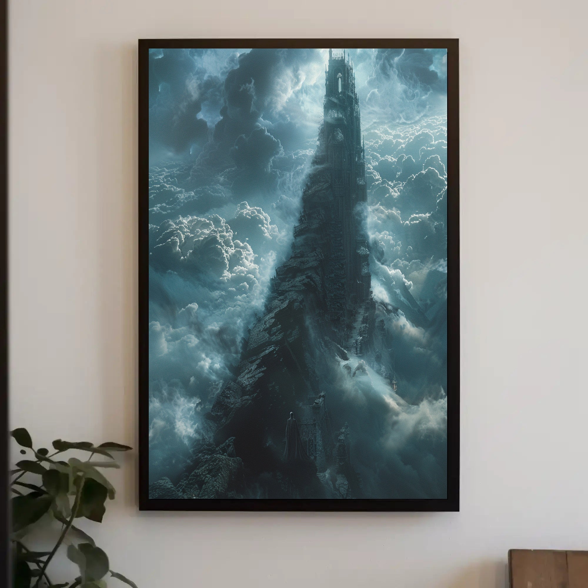 Towering Gothic Fortress in Dark Fantasy Poster PosterGoat