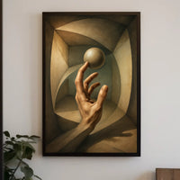 Surreal Hand and Sphere Realistic Geometric Abstract Poster