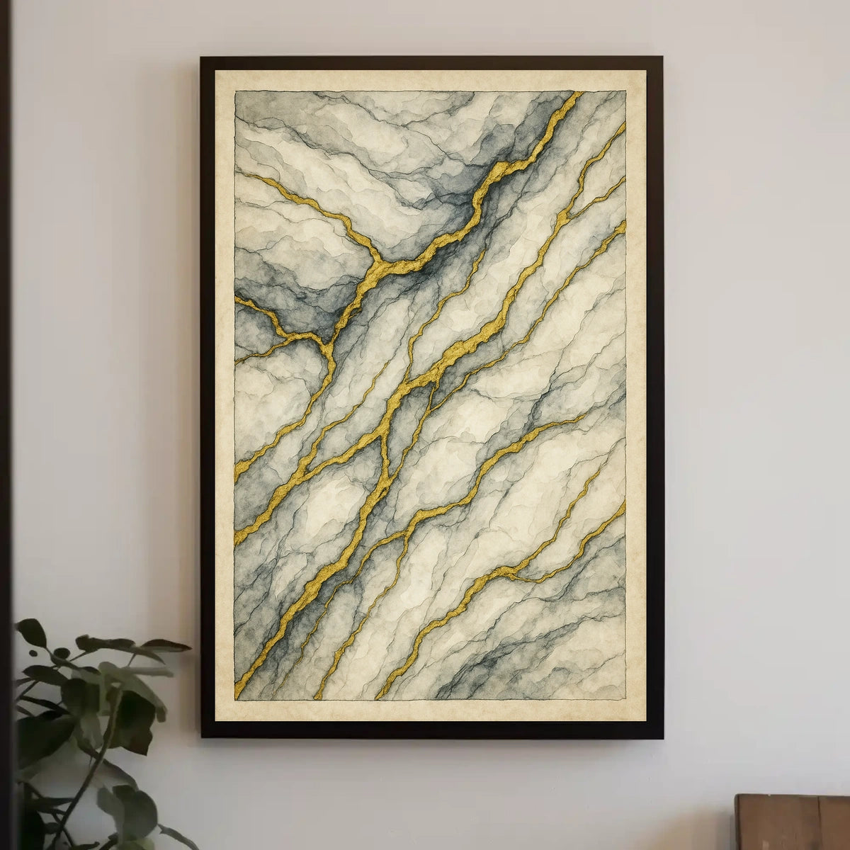 Elegant Marbled Kintsugi Design: Abstract or Artistic Poster