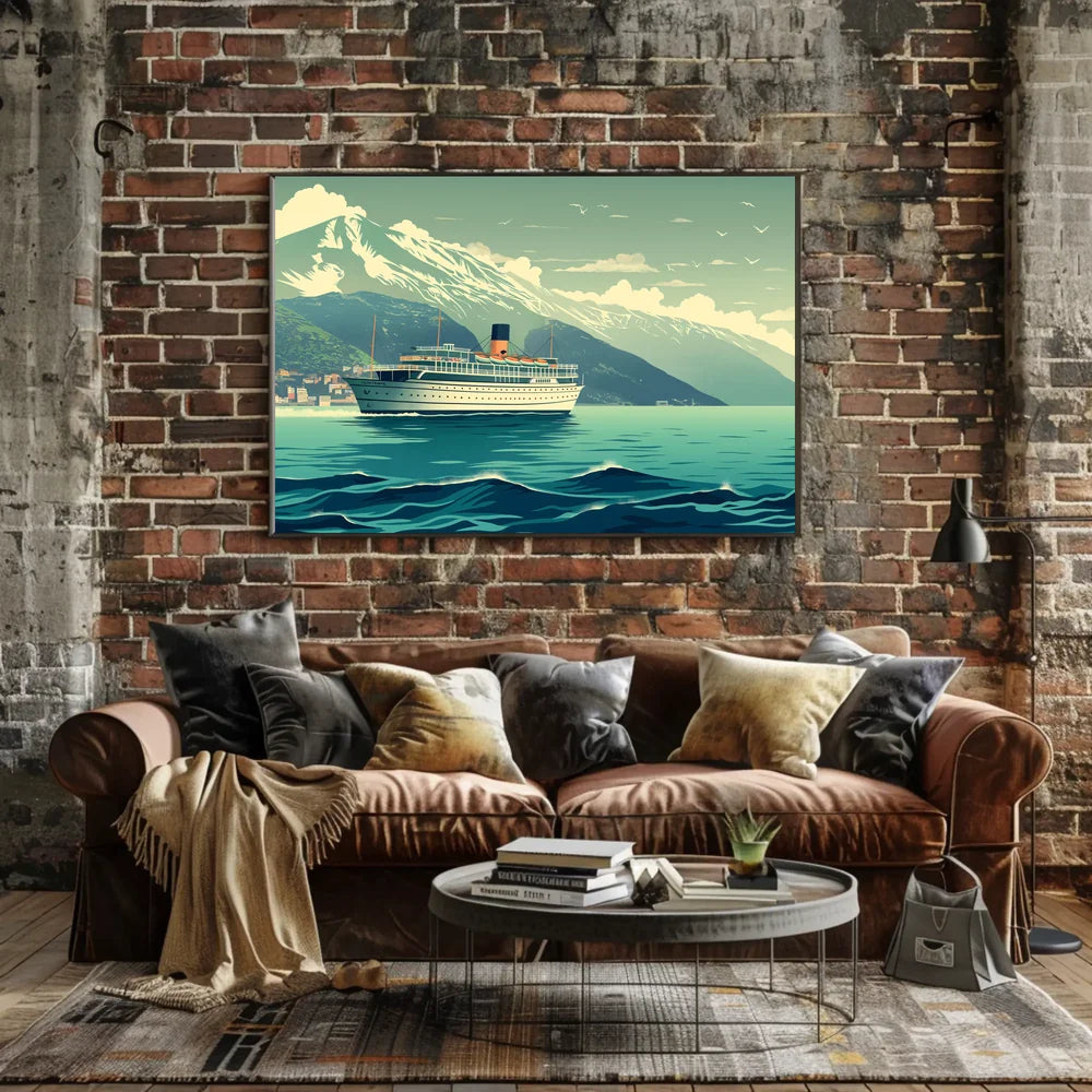 Vintage Ocean Liner Scenic Travel Poster Print