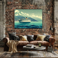 Vintage Ocean Liner Scenic Travel Poster Print