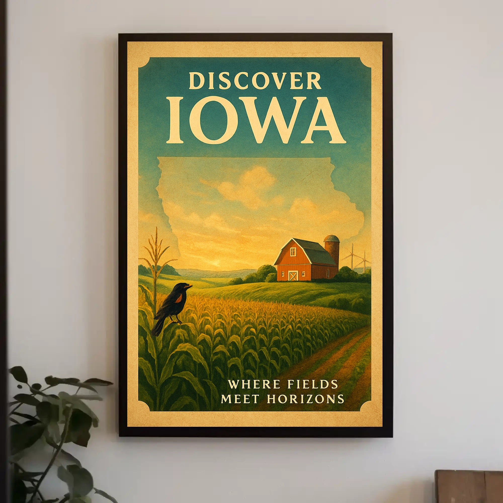 Iowa Countryside Vintage Travel Poster