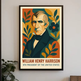 William Henry Harrison Vintage Patriotic Portrait History Inspired Minimalist Americana Heritage Poster