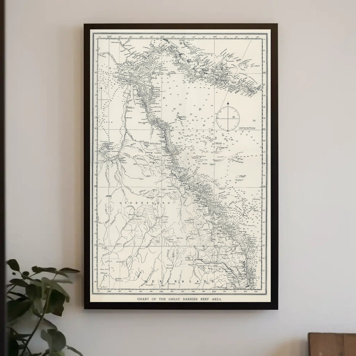 Chart Of The Great Barrier Reef Area Poster