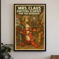 Mrs. Claus Knitting Scarves Poster