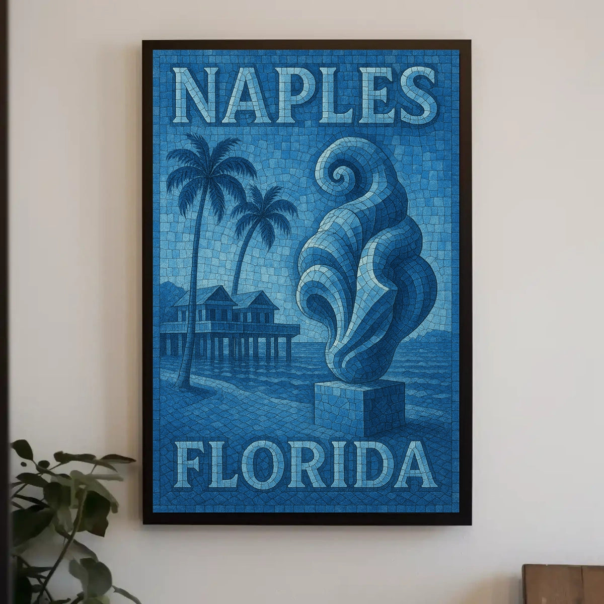 Naples Florida Poster Wall Art Coastal Beach Scene