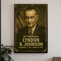 Lyndon B. Johnson 36th President of the United States Damaged Photograph Poster