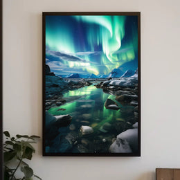 Northern Lights Over Arctic Landscape Travel Poster