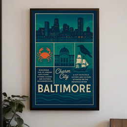 Baltimore Vintage Charm Travel Poster PosterGoat