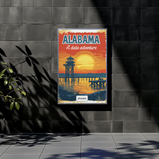 Alabama: A Date Adventure Vintage Travel Poster
