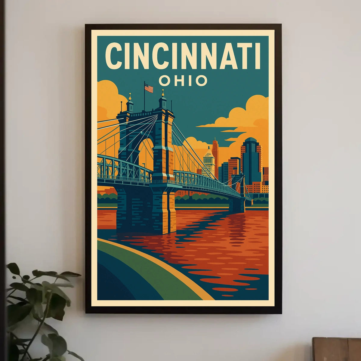 Cincinnati Cityscape Minimalist Wanderlust Poster
