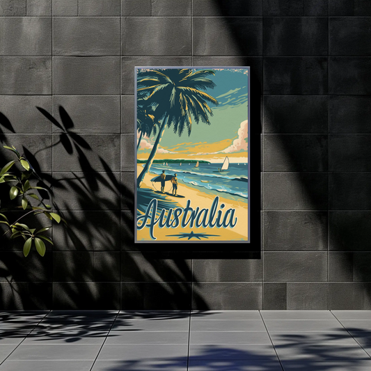 Vintage Travel Poster - Australia Beach Surf