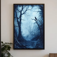 Eerie Dark Forest Scene Artistic Poster