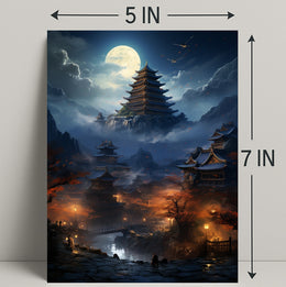 Moonlit Pagoda Serenity Poster
