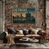 Detroit Historic Skyline Wall Art Print