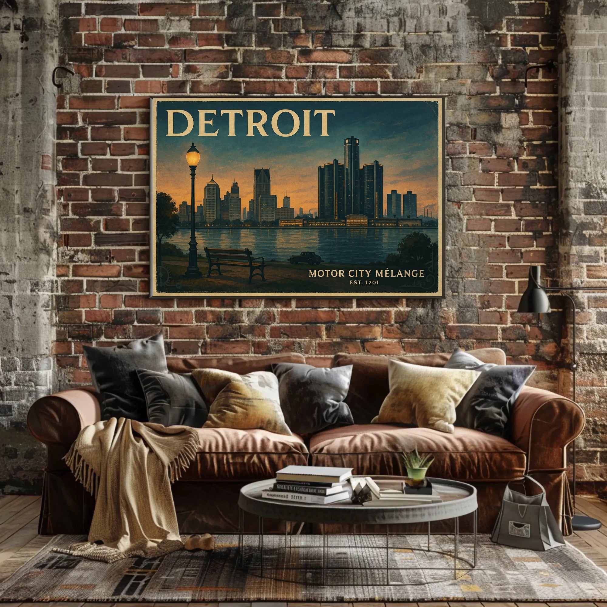 Detroit Historic Skyline Wall Art Print