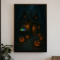 Enchanting Halloween Cottage Gothic Digital Painting Poster