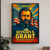 Ulysses S. Grant 18th President of the United States Colorful Comic Book Style Poster